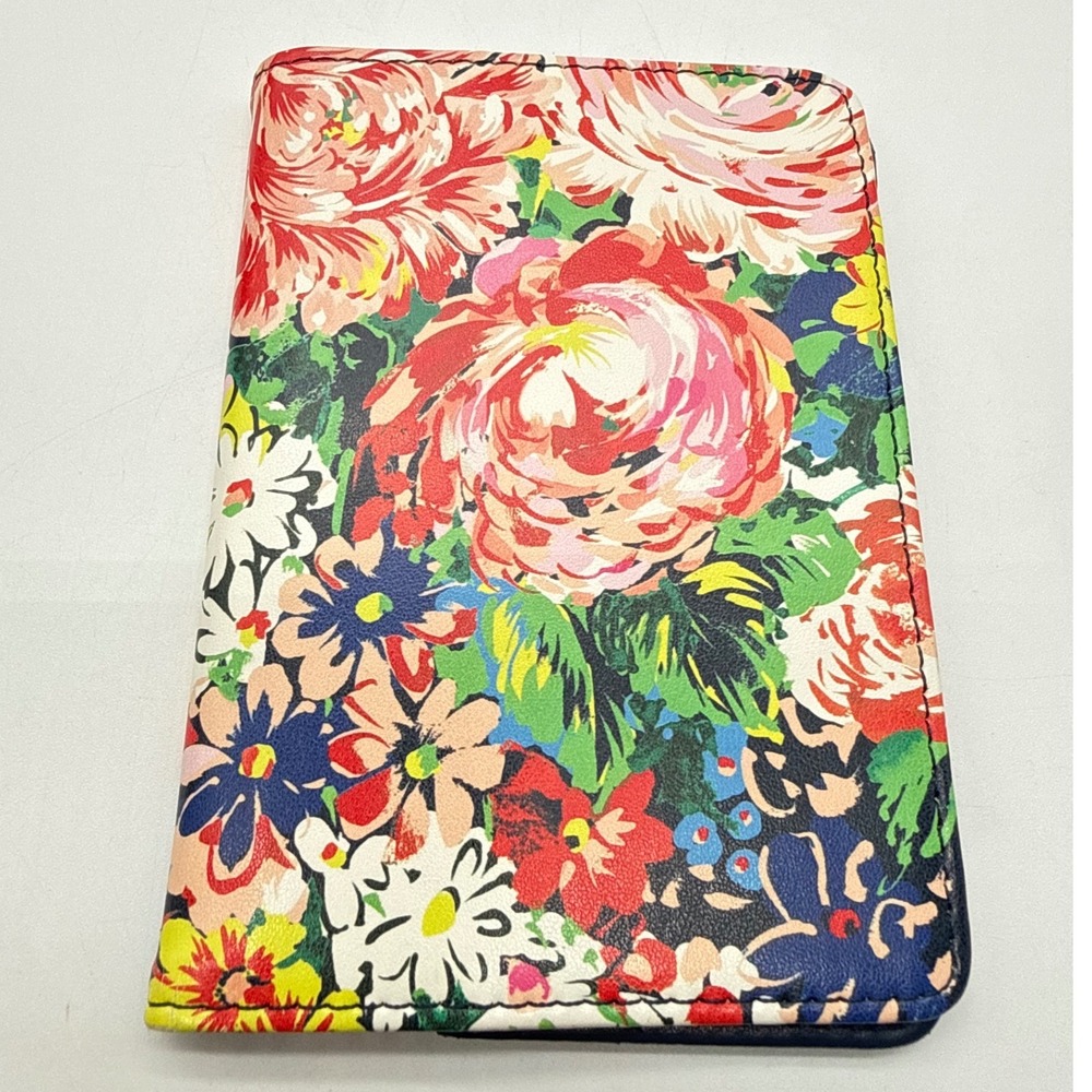 Ban.do Getaway Passport Holder Floral Faux Leather Travel Wallet Navy Gold